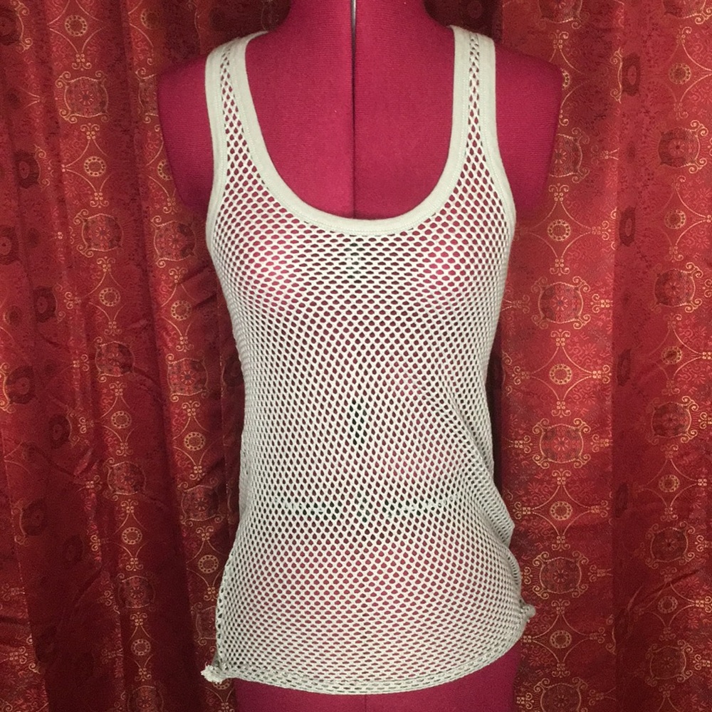 Grey mesh tank top